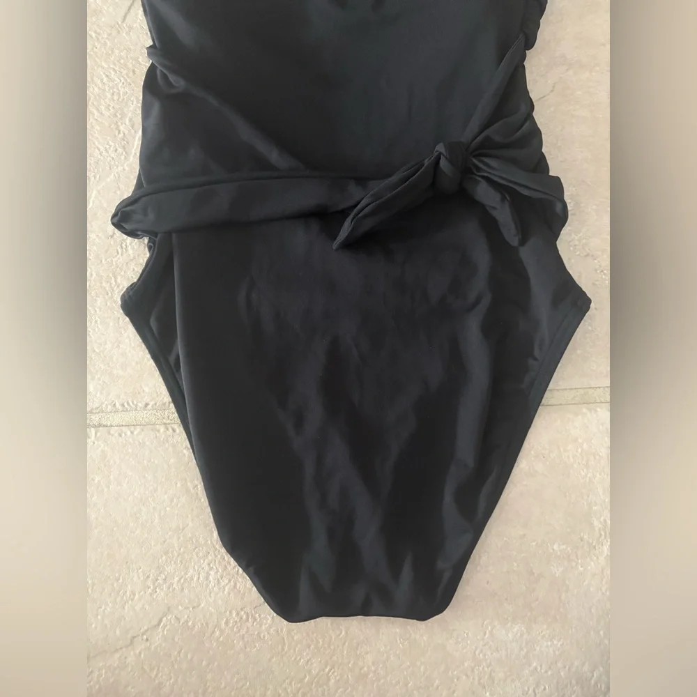 NEW Loft Ruched Bandeau Black One Piece Swimsuit- Size XS - Picture 11 of 16